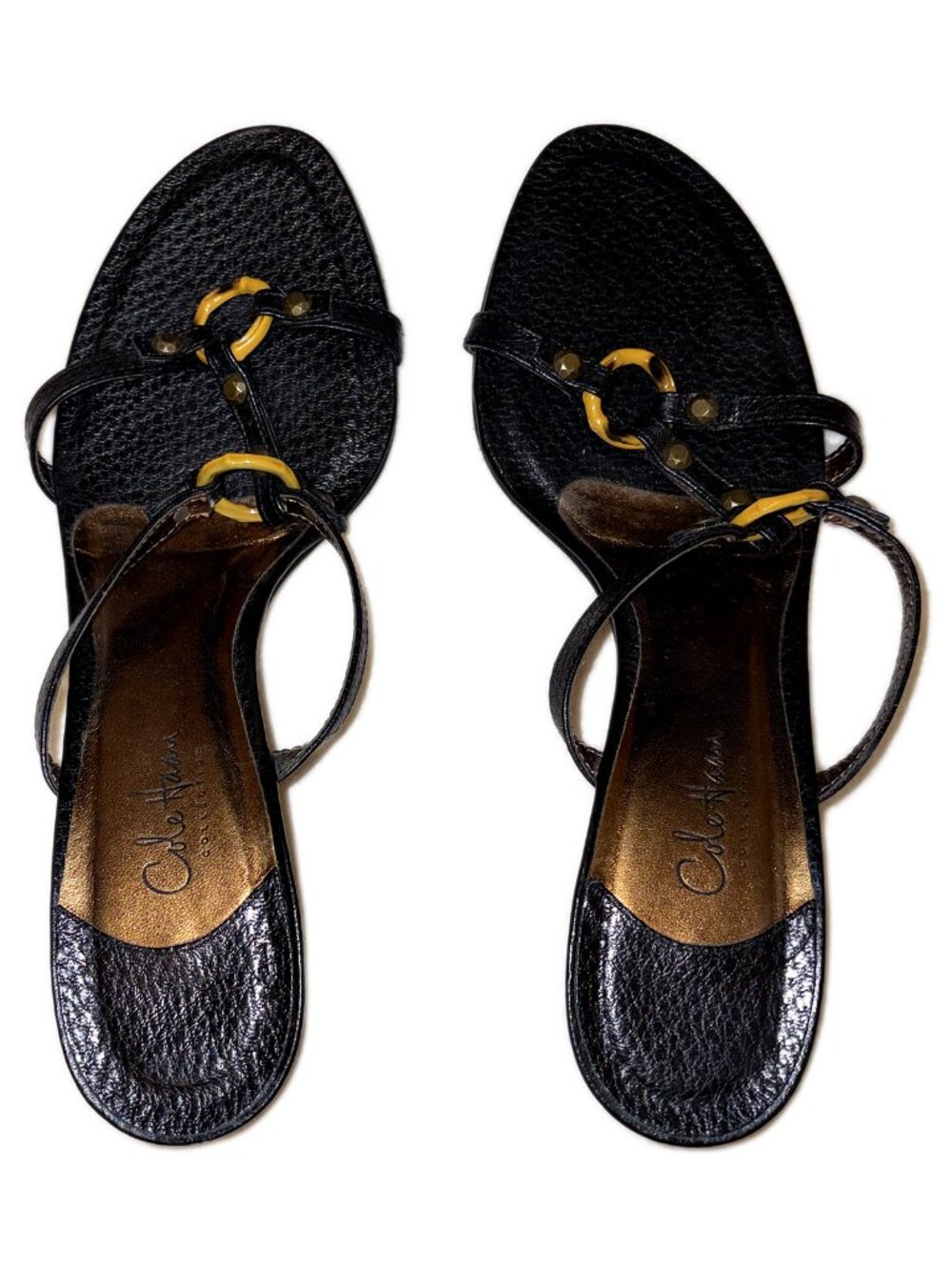 Cole Haan Collection Black Pebbled Leather Thong Slingback Sandal 10 B